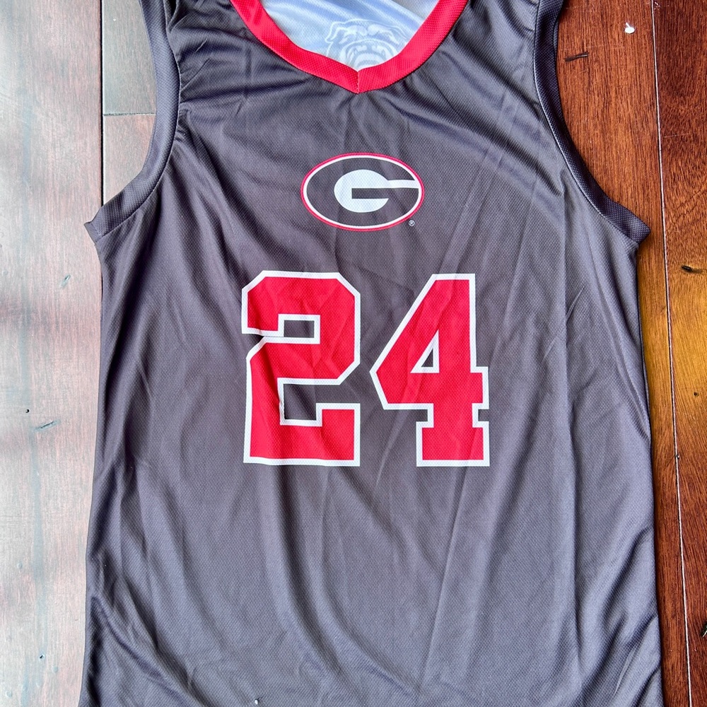 Georgia Bulldogs Black & Red #24 Basketball Jersey